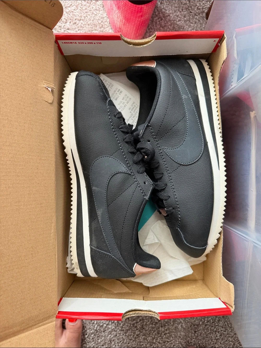 Nike Black Sneakers with Cream Sole and Pink Lace Tips